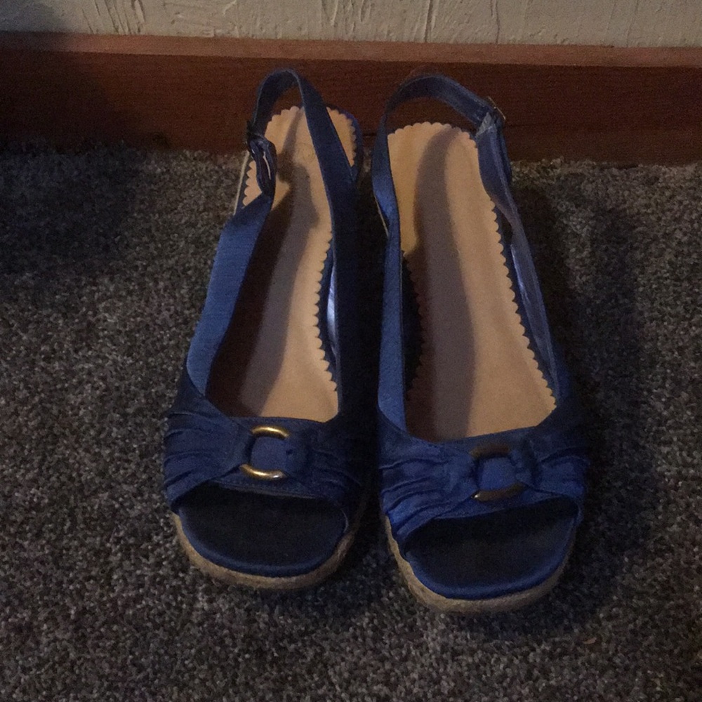 blue buckle wedge sandal 🌼😊❤️
